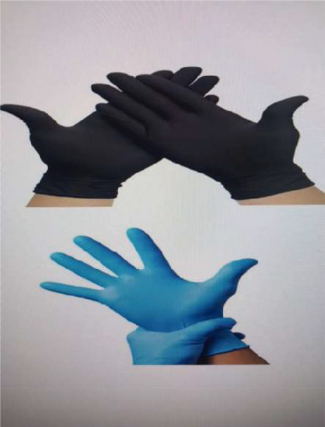 GUANTES DE NITRILO AZUL, NEGROS  (XS, S, M, L Y XL)  SIN POLVO DESECHABLE.